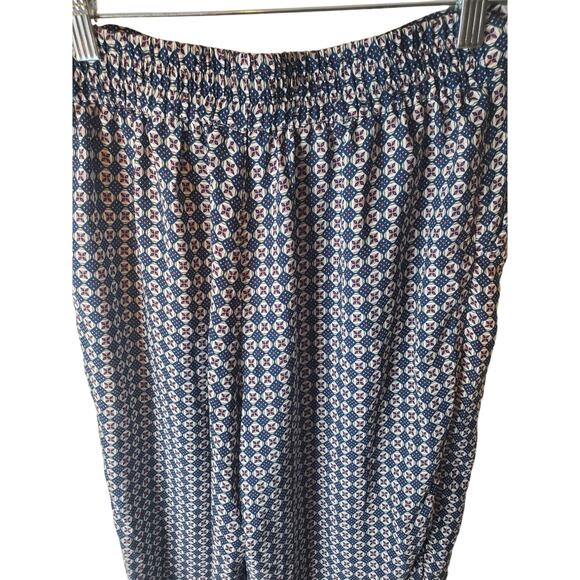 Max Studio Blue Patterned Crepe Wide Leg Pants, NWT, Medium - Picture 4 of 6